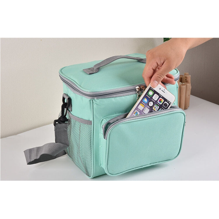 Portable Ice Pack Oxford Cloth Portable Slung Lunch Box Insulated Lunch Bag, Blue, Black, Black Bag Blue Zipper, Black Bag Red Zipper