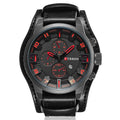 Curren M8225 Army Military Leather Band Men Quartz Watch, Black Red, Black Yellow, Black Grey, Black White, Black Brown