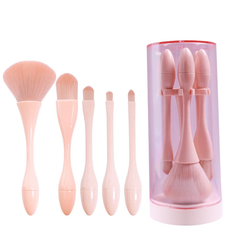 Mini Makeup Brush Set Portable Tool Beauty Makeup Brush Small Waist Brush, Mini Skin Tone 5 Sticks + Stand, Lollipop Skin Color 5 Sticks + Stand