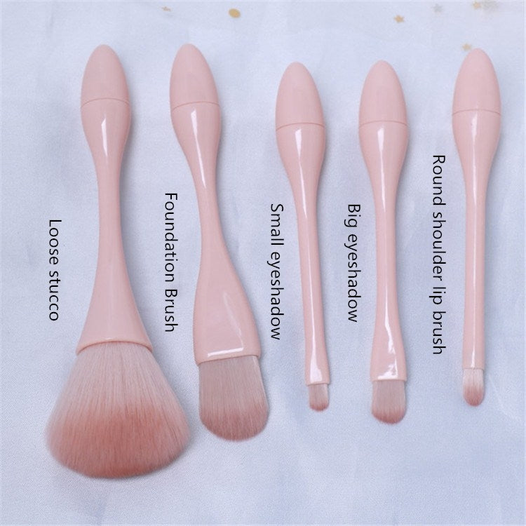 Mini Makeup Brush Set Portable Tool Beauty Makeup Brush Small Waist Brush, Mini Skin Tone 5 Sticks + Stand, Lollipop Skin Color 5 Sticks + Stand