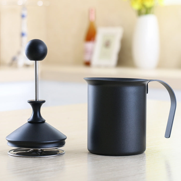 Pump Creamer Stainless Steel Double Mesh Manual Coffee Milk Foam Frothing Pitcher Froth Pump Foamer Cup, 400cc, 800cc