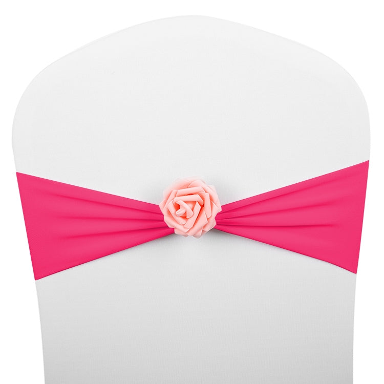 Chair Sashes Bows Decor Elastic Spandex Chair Sash with Pink Flower Stretch Chair Band Wedding Decoration, TBD0324618401A, TBD0324618401B, TBD0324618401C, TBD0324618401D, TBD0324618401E, TBD0324618401F, TBD0324618401G, TBD0324618401H, TBD0324618401I   ...