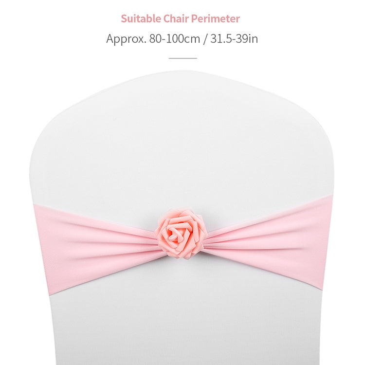 Chair Sashes Bows Decor Elastic Spandex Chair Sash with Pink Flower Stretch Chair Band Wedding Decoration, TBD0324618401A, TBD0324618401B, TBD0324618401C, TBD0324618401D, TBD0324618401E, TBD0324618401F, TBD0324618401G, TBD0324618401H, TBD0324618401I   ...