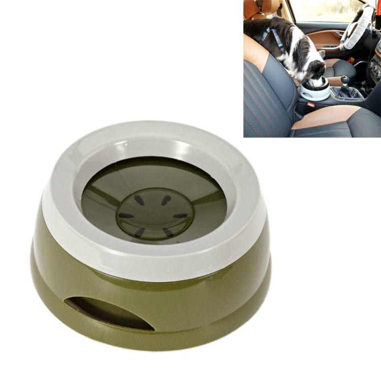 Pet Non-wet Mouth Splash-proof Drinking Fountain Dog Anti-overflow Car Bowl, Army Green, Grandma Ash
