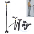 Aluminum Alloy Folding Lighted Crutches Elderly Telescopic Non-slip Four-foot Cane Crutches, Four-foot for Elder