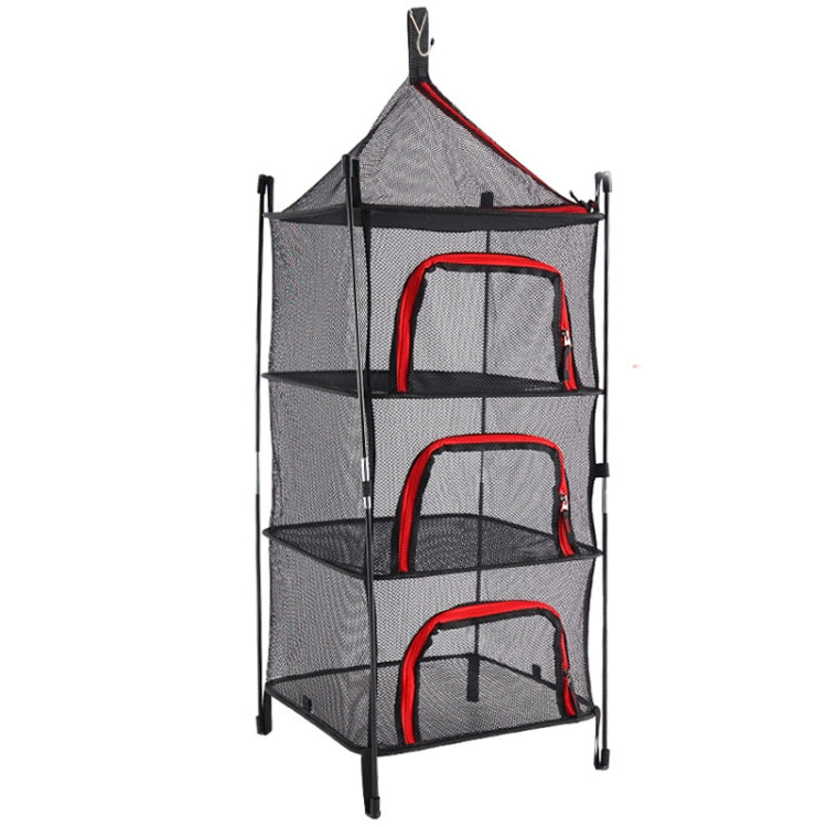 Outdoor Folding Drying Net Four-Layer Storage Basket Storage Basket Camping Drying Fish Drying Net Rack Hanging Basket, Four-Layer Storage Basket(Red), Four-Layer Storage Basket(Green)