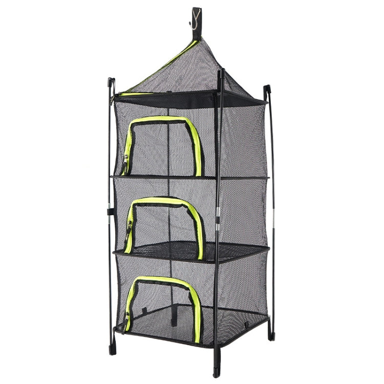Outdoor Folding Drying Net Four-Layer Storage Basket Storage Basket Camping Drying Fish Drying Net Rack Hanging Basket, Four-Layer Storage Basket(Red), Four-Layer Storage Basket(Green)