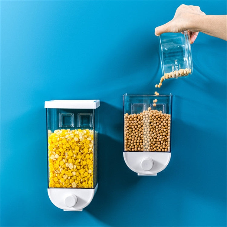 Nail-free Seamless Pressing Wall-mounted Grain Multi-grain Canister Rice Canister Transparent Vsual Snack Storage Sealed Box, 1000ml