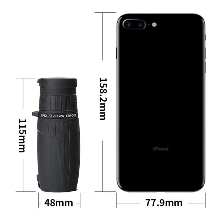 8X25 Portable Monocular Binoculars Large-field Low-light Night Vision Telescope, 8x25