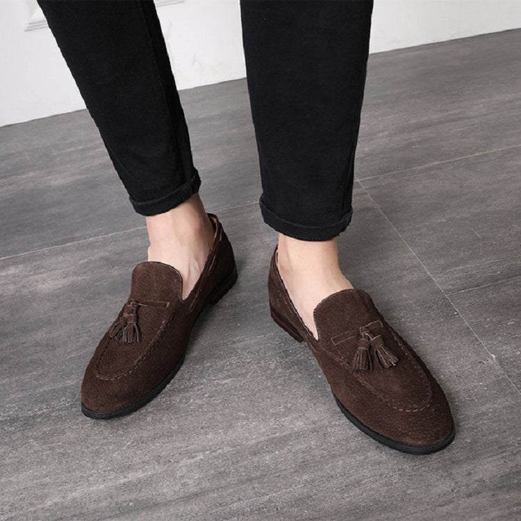 Men Leather Shoes Suede Tassels Slip-on Peas Shoes, 37, 38, 39, 40, 41, 42, 43, 44, 45, 46, 47, 48