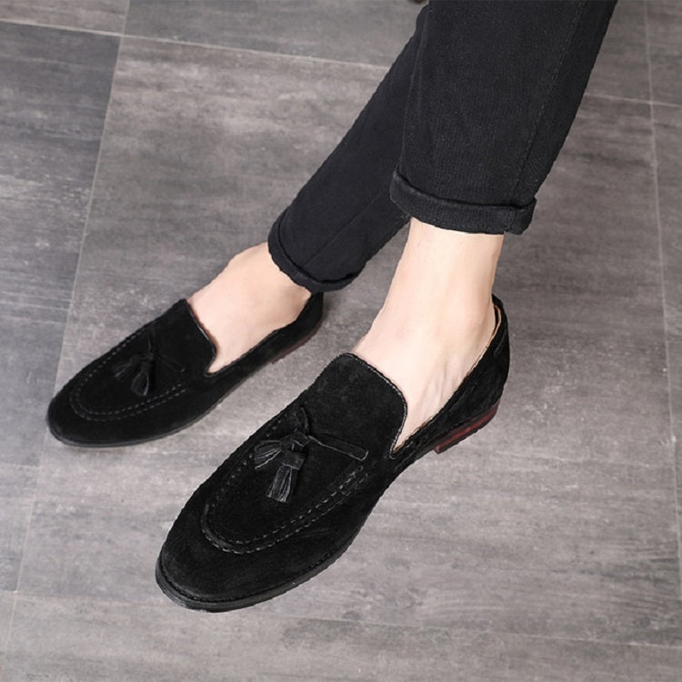 Men Leather Shoes Suede Tassels Slip-on Peas Shoes, 37, 38, 39, 40, 41, 42, 43, 44, 45, 46, 47, 48