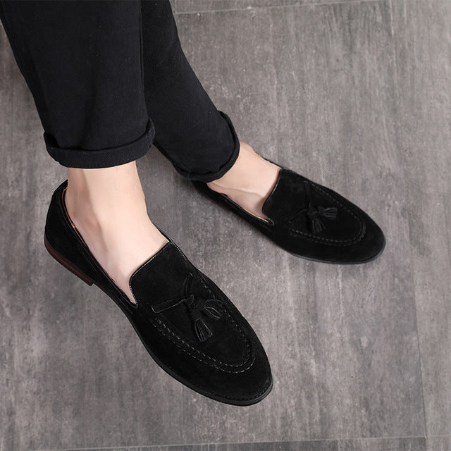 Men Leather Shoes Suede Tassels Slip-on Peas Shoes, 37, 38, 39, 40, 41, 42, 43, 44, 45, 46, 47, 48
