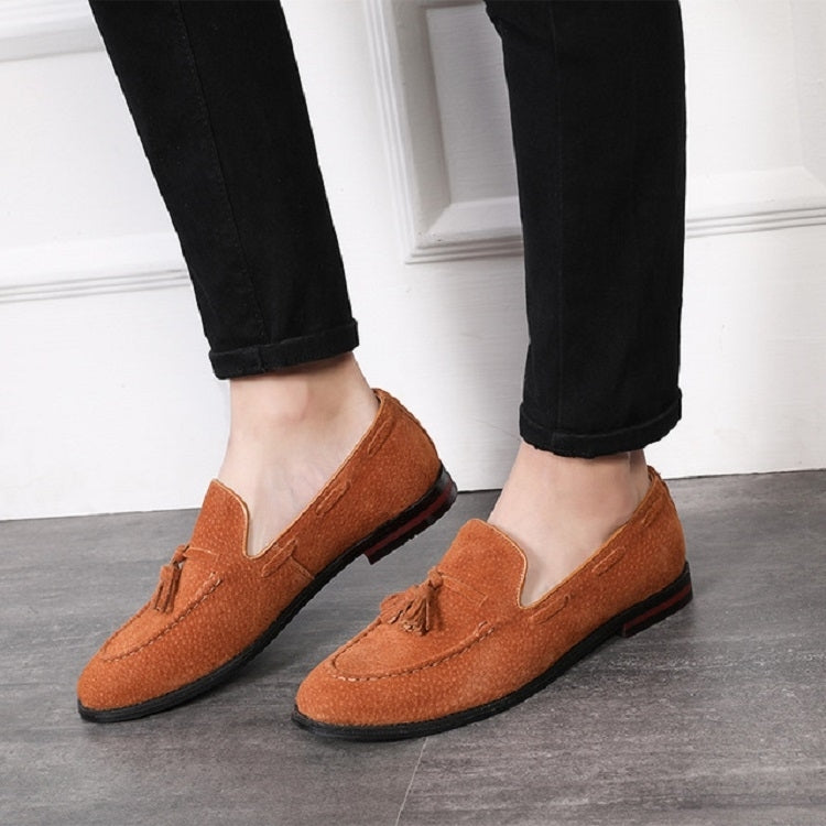 Men Leather Shoes Suede Tassels Slip-on Peas Shoes, 37, 38, 39, 40, 41, 42, 43, 44, 45, 46, 47, 48