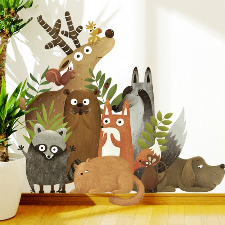 Creative Animal Cartoon Children Room Kindergarten Bedroom TV Baseboard Home Improvement Stickers Wall Decoration Stickers, Creative Animal