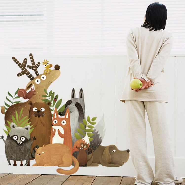 Creative Animal Cartoon Children Room Kindergarten Bedroom TV Baseboard Home Improvement Stickers Wall Decoration Stickers, Creative Animal