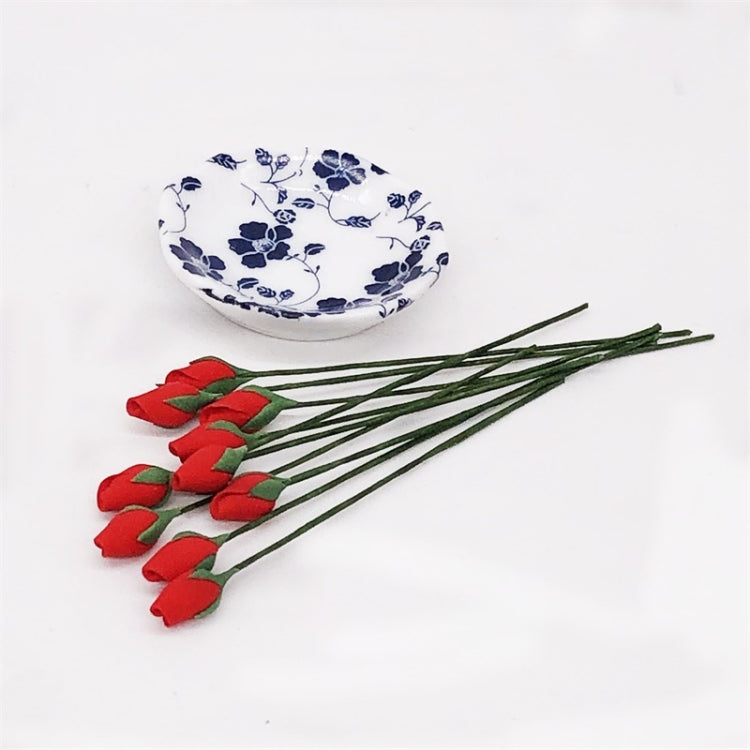 10 PCS 1:12 Mini House Toy Simulation Rose Bone for Garden Living Room, Rose Bone