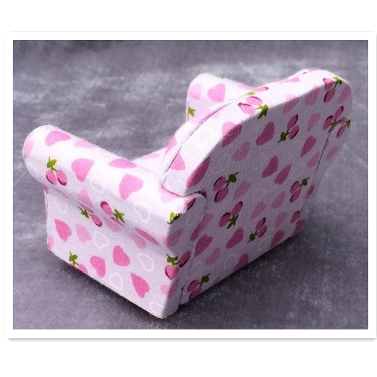 1:12 Doll House Vintage Strawberry Sweetheart Single Mini Sofa Toy, Mini Sofa Toy