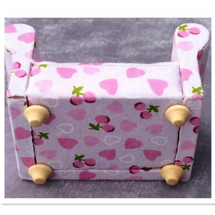 1:12 Doll House Vintage Strawberry Sweetheart Single Mini Sofa Toy, Mini Sofa Toy