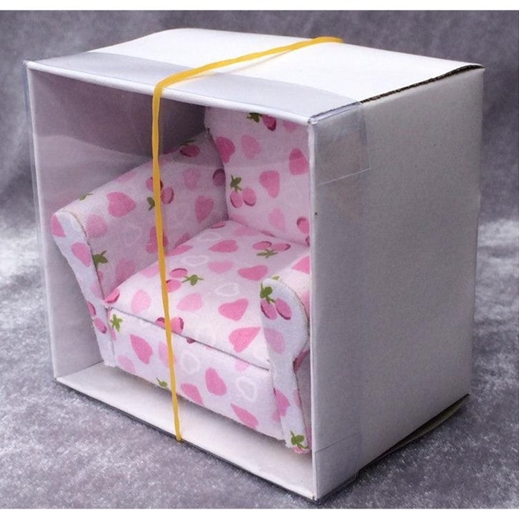 1:12 Doll House Vintage Strawberry Sweetheart Single Mini Sofa Toy, Mini Sofa Toy