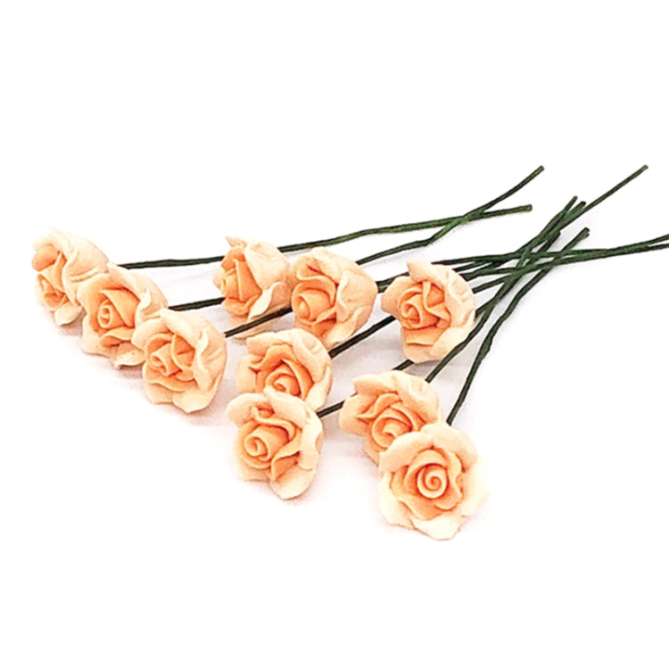 10 PCS 1:12 Mini House Toy Simulation Yellow Rose Flowers Model, 10 PCS Yellow Rose Flowers Model