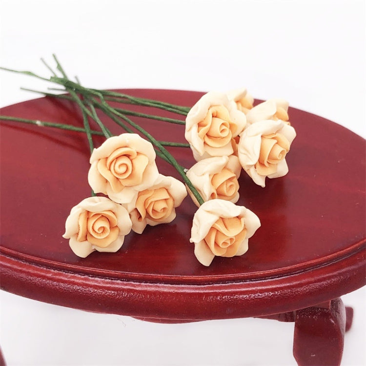 10 PCS 1:12 Mini House Toy Simulation Yellow Rose Flowers Model, 10 PCS Yellow Rose Flowers Model