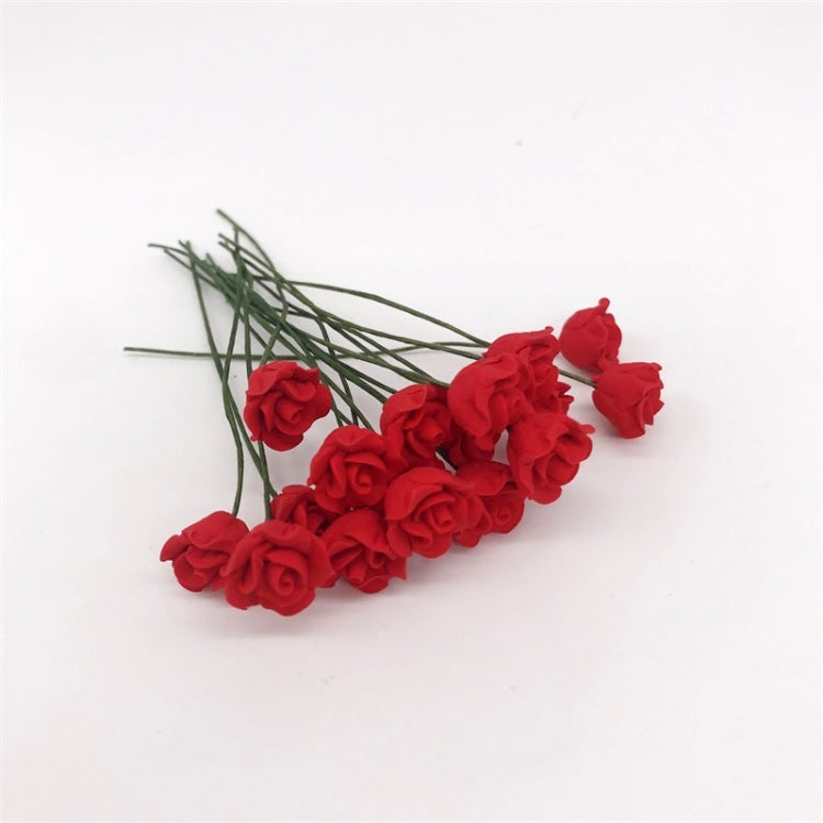 10 PCS 1:12 Mini Doll House Garden Bedroom Scene Decoration Roses, Dark Red