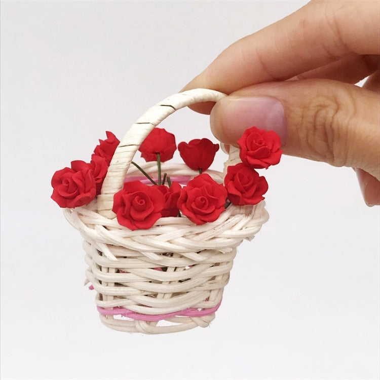 10 PCS 1:12 Mini Doll House Garden Bedroom Scene Decoration Roses, Dark Red
