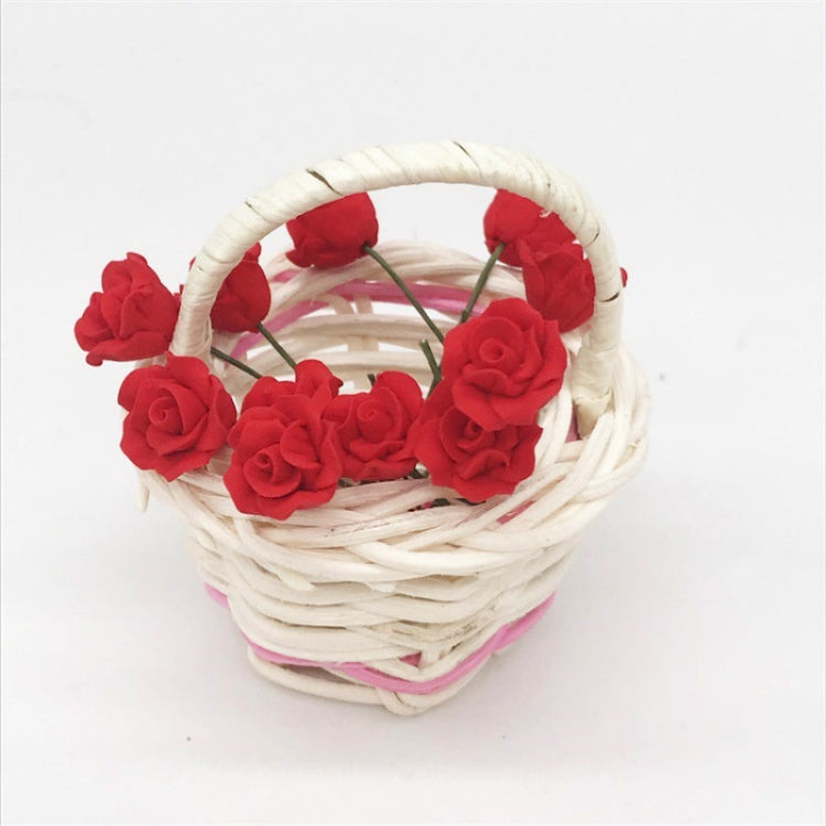 10 PCS 1:12 Mini Doll House Garden Bedroom Scene Decoration Roses, Dark Red