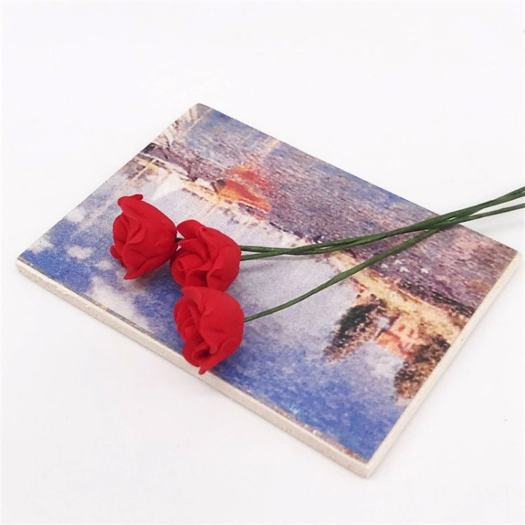 10 PCS 1:12 Mini Doll House Garden Bedroom Scene Decoration Roses, Dark Red