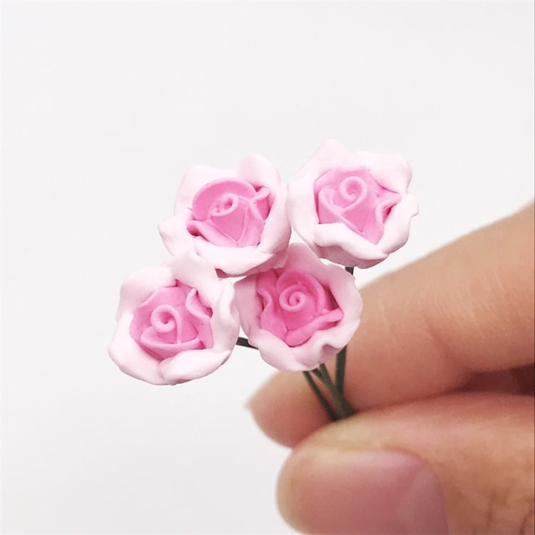 10 PCS 1:12 Mini Doll House Garden Bedroom Scene Decoration Rose, Pink