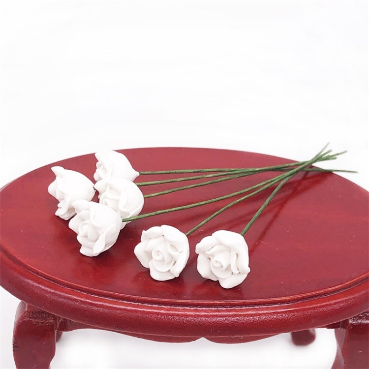 10 PCS 1:12 Mini Doll House Garden Bedroom Scene Decoration Roses, White