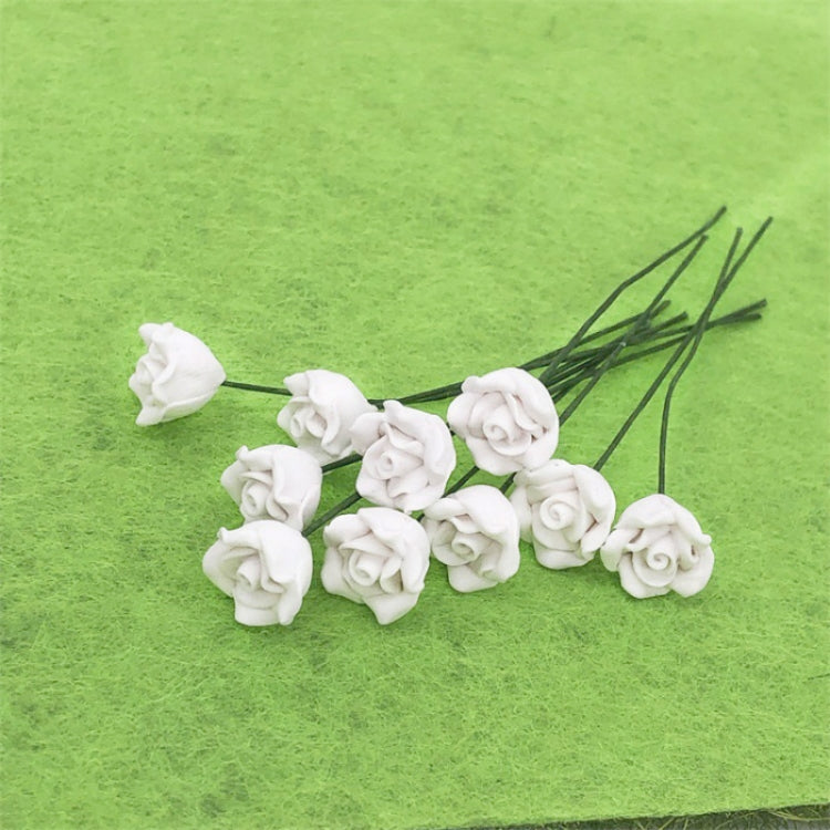 10 PCS 1:12 Mini Doll House Garden Bedroom Scene Decoration Roses, White