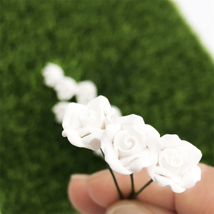 10 PCS 1:12 Mini Doll House Garden Bedroom Scene Decoration Roses, White