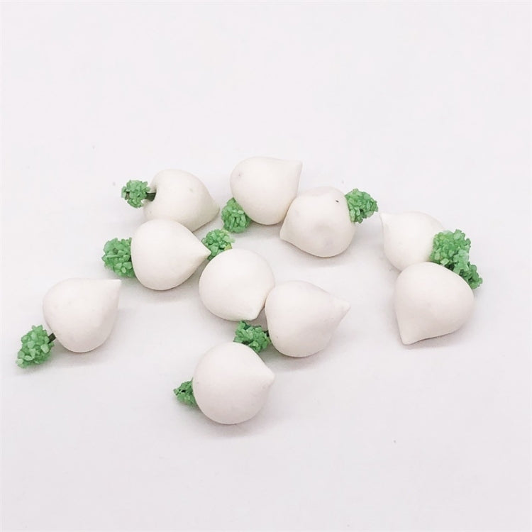 10 PCS 1:12 Mini House Toy Simulation White Radish for Kitchen Decoration, 10 PCS White Radish