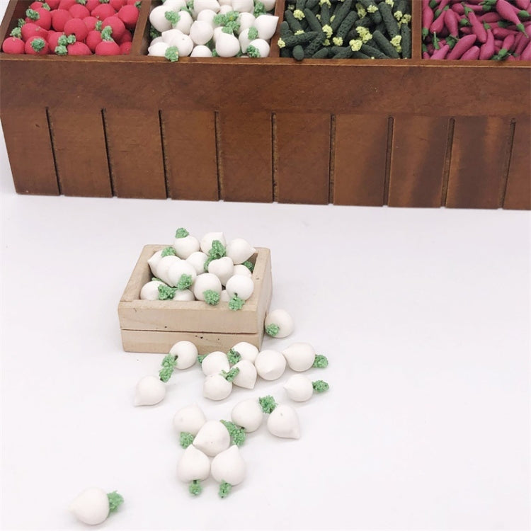 10 PCS 1:12 Mini House Toy Simulation White Radish for Kitchen Decoration, 10 PCS White Radish