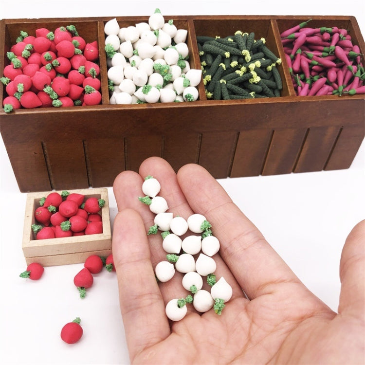 10 PCS 1:12 Mini House Toy Simulation White Radish for Kitchen Decoration, 10 PCS White Radish