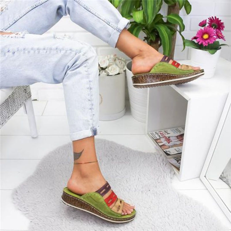Vintage Casual Thick Bottom Wedges Open Toe Slippers for Women, 35, 36, 37, 38, 39, 40, 41, 42, 43