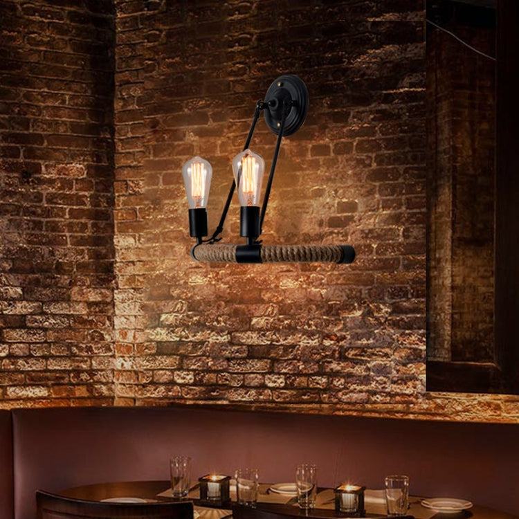 E27 LED Industrial Style Retro Hemp Rope Wrought Iron Wall Lamp, No Light Source, Edison LED4W, Edison Tungsten Wire 40W