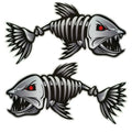 10 PCS Horror Skeleton Shark Fishing Daren Cover Scratch Reflective Waterproof Personality Body Sticker, 15*6cm, 25*13cm, 30*15cm