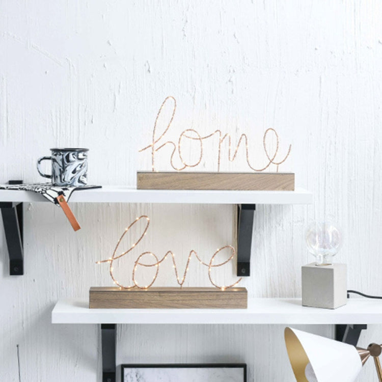 LED Little Night Light Bedroom Bedside Wrought Iron Wooden Home Decoration Birthday Gift, Letter Love, Letter Home