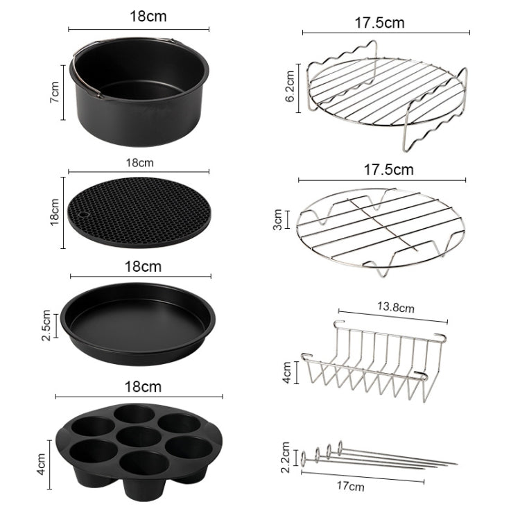 9 inch 12 in 1 Baking Grill Fryer Pan Air Fryer Accessories for 5.3QT-6.8QTup, 9 inch 12 in 1