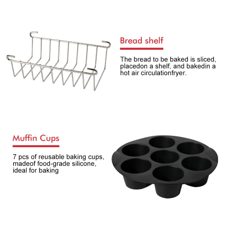 9 inch 12 in 1 Baking Grill Fryer Pan Air Fryer Accessories for 5.3QT-6.8QTup, 9 inch 12 in 1