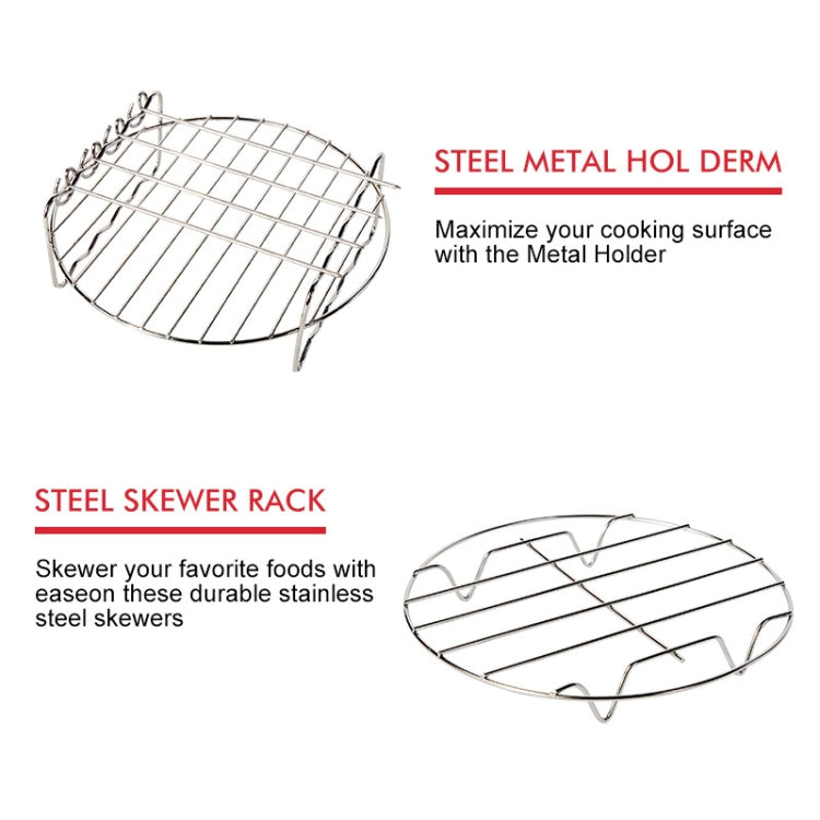 9 inch 12 in 1 Baking Grill Fryer Pan Air Fryer Accessories for 5.3QT-6.8QTup, 9 inch 12 in 1
