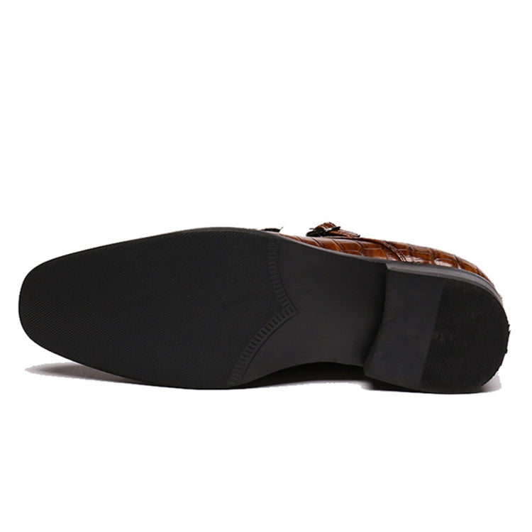 Crocodile Pattern Business Flat Bottom Leather Formal Shoes, 38, 39, 40, 41, 42, 43, 44, 45, 46, 47, 48