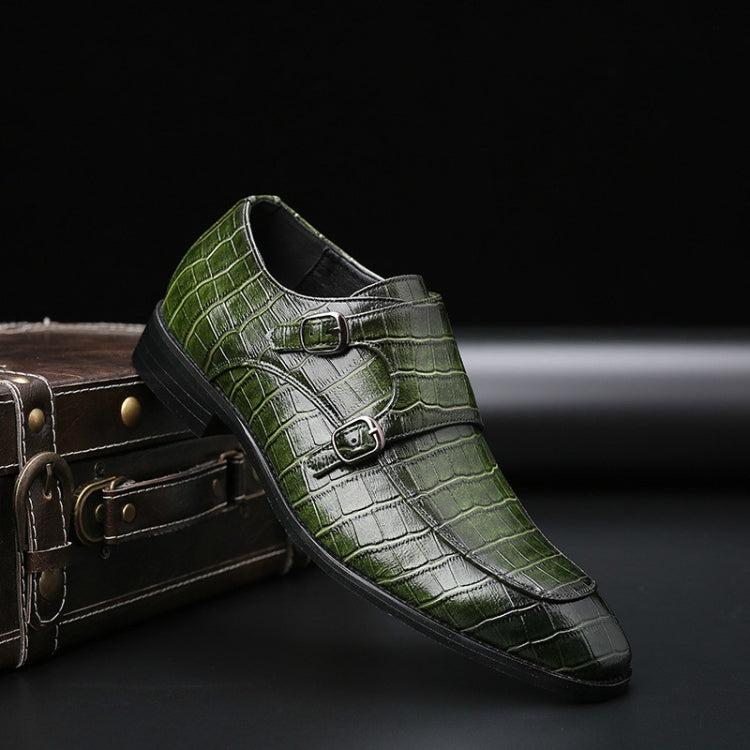 Crocodile Pattern Business Flat Bottom Leather Formal Shoes, 38, 39, 40, 41, 42, 43, 44, 45, 46, 47, 48