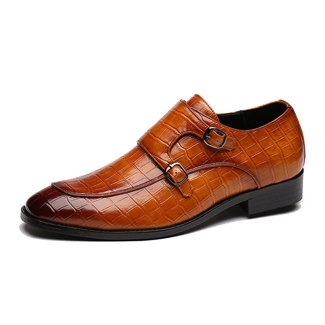 Crocodile Pattern Business Flat Bottom Leather Formal Shoes, 39, 40, 41, 42, 43, 44, 45, 48
