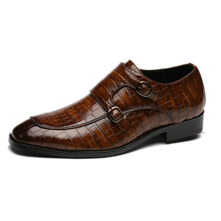 Crocodile Pattern Business Flat Bottom Leather Formal Shoes, 39, 40, 41, 42, 43, 44, 45, 48