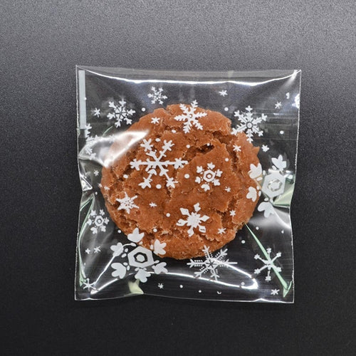 1 Packs Snowflake Christmas Candy Cookie Snack Bag Self-adhesive Gift Bag, 5.5x5.5cm, 7x7cm, 10x10cm, 14x14cm