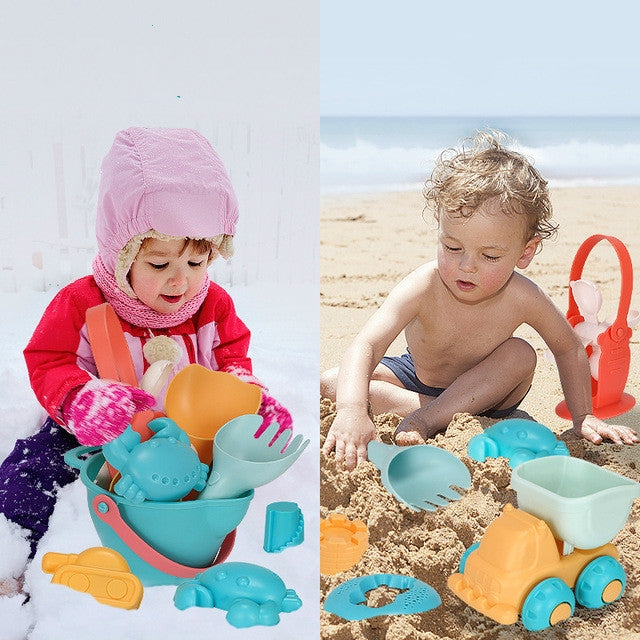 Outdoor Play Water Play Sand Soft Silicone Material Tool Children Play WaterToy Set, 5 in 1, 7 in 1, 9 in 1, 14 in 1, 17 in 1