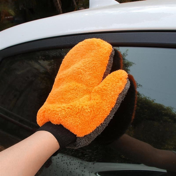 Car Washing Gloves Cleaning Mitt Wash Glove Maintenance Soft Coral Fleece Car Washing Brush Cloth For Motorcycle Auto Home, Orange